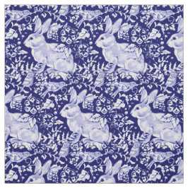 Tecido Bonito Azul e Coelho Branco Dedham Delft
