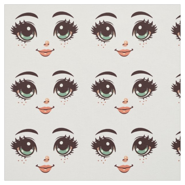 Tecido bonito boneca de desenho encarando ilustrações de  (Modelo)