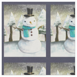 Tecido Bonito boneco de neve no inverno Patterno da Cena 