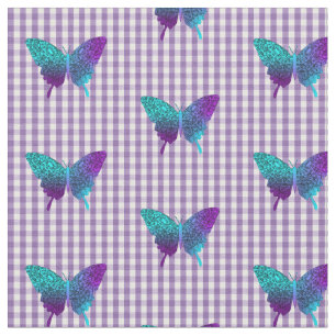 Tecido Bonito Butterfly Teal Purple Ombre Gráfico