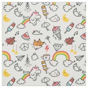 Tecido bonito do teste padrão de Kawaii