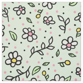 Tecido Bonito Doodle Daisy Flowers Cute Girly Patterno
