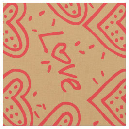 Tecido Bonito padrão de amor dos corações vermelhos