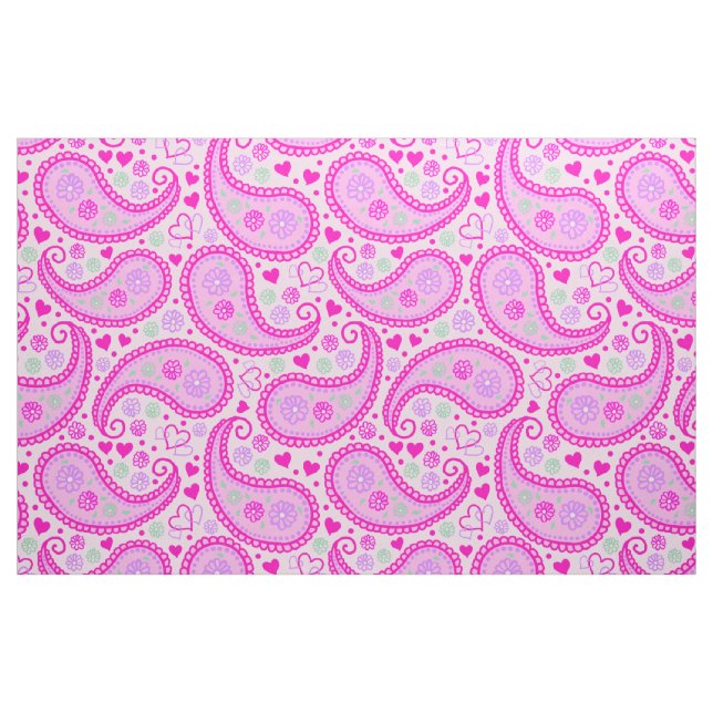 Tecido Bonito Pink Paisley Love Hearts (Fat Quarter)