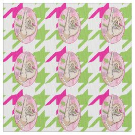 Tecido Bonito, rosa e roedor verde