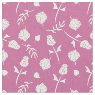 Tecido Bonito rosa e rosas brancas Rosebud Impressão Flor