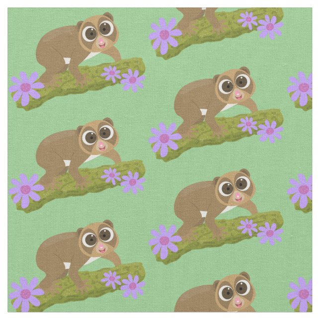 Tecido Bons e felizes loris em desenhos animados (Detalhe)