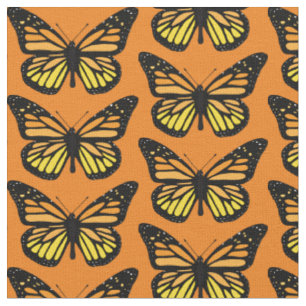 Tecido Borboleta amarela e laranja padrão