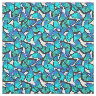 Tecido Borboleta Azul e Branca bonito Padrão