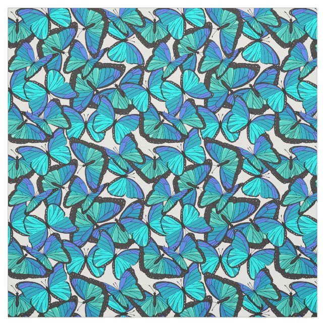 Tecido Borboleta Azul e Branca bonito Padrão (Modelo)