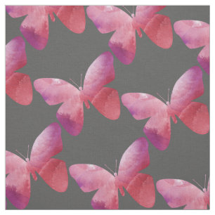 Tecido Borboleta branca rosa
