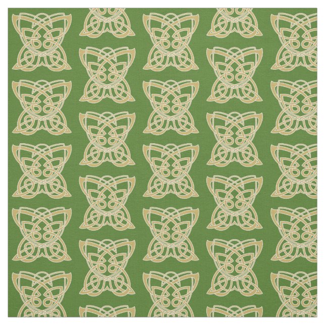 Tecido Borboleta Celular Dourada e Verde (Modelo)