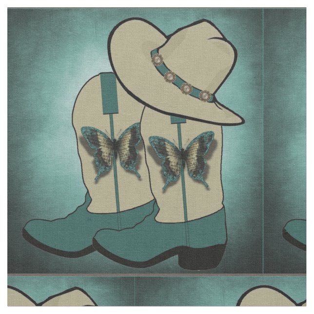 Tecido Borboleta De Cowboy Ocidental E Borboleta De Chapé (Detalhe)