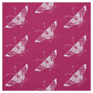 Tecido Borboleta Deco Estilizada, Magenta