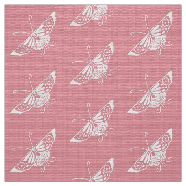 Tecido Borboleta Deco Estilizada, Rosa Shell (Modelo)