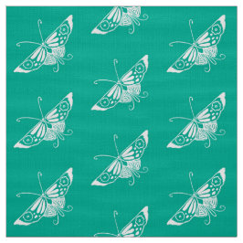 Tecido Borboleta Deco Estilizada, Turquesa