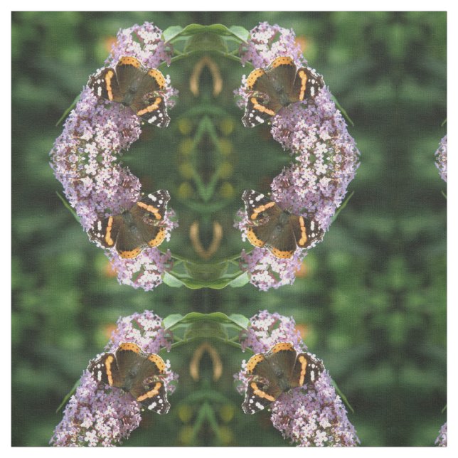 Tecido Borboleta do Almirante Vermelho e Buddleia Patterf (Modelo)