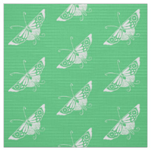 Tecido Borboleta estilizado de Deco, verde da hortelã