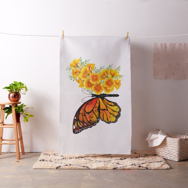 Tecido Borboleta Flor com Papagaio Amarelo da Califórnia (In Situ)