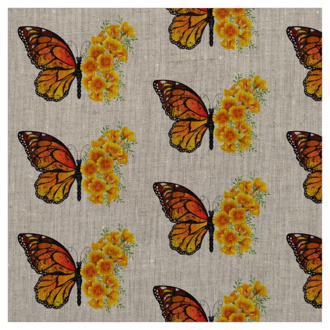 Tecido Borboleta Flor com Papagaio Amarelo da Califórnia (Modelo)