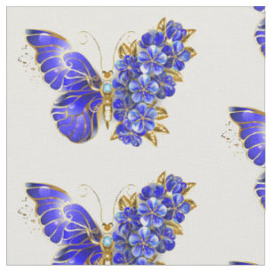 Tecido Borboleta Flor Sapphire