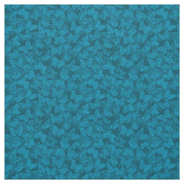 Tecido Borboleta Floral Natural Azul e Moderna (Modelo)