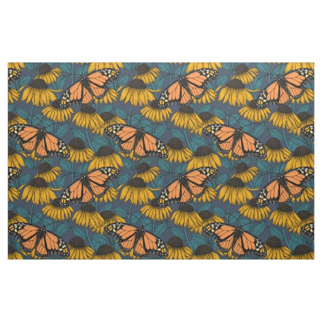 Tecido Borboleta-monarca em compositores amarelos (Fat Quarter)