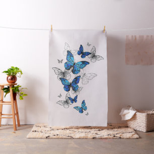 Tecido Borboletas Azuis Morpho