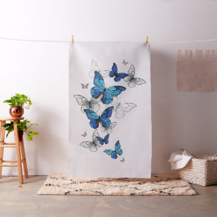 Tecido Borboletas Azuis Morpho