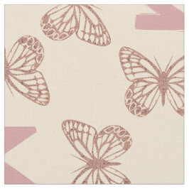 Tecido Borboletas Cor-de-rosa e Monograma de Negrito Pers