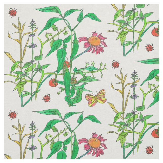 Tecido Borboletas de legumes de jardim Ladybug (Modelo)