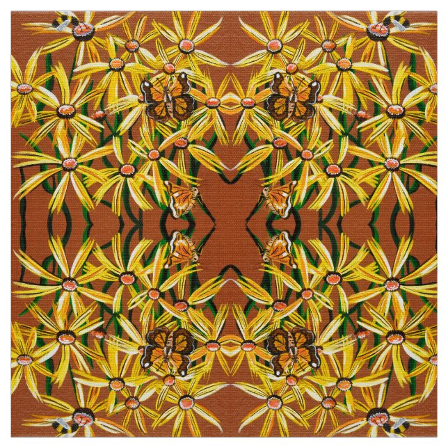 Tecido Borboletas e abelhas amarelas (Modelo)