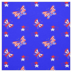 Tecido Borboletas e estrelas patrióticas