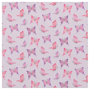 Tecido Borboletas Rosa e Roxo