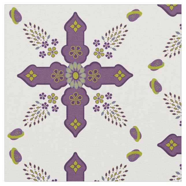Tecido Bordo Floral Cross Russo Onion Dome (Detalhe)