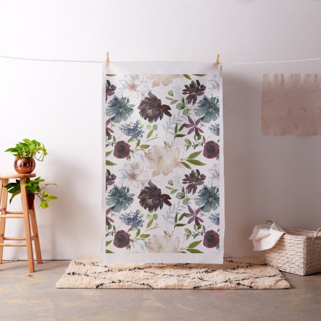 Tecido Borgonha, Blush e Marinho Floral (In Situ)