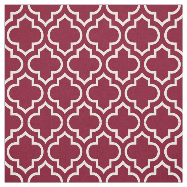 Tecido Borgonha, Quatrefoil Branco Marroquino #6 (Modelo)