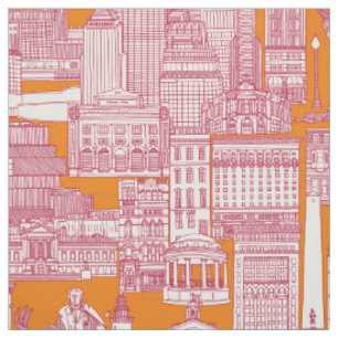 Tecido Boston toile viva magenta laranja satsuma