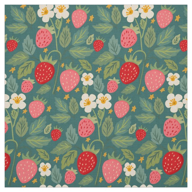 Tecido Botânica Verde de Morango (Modelo)