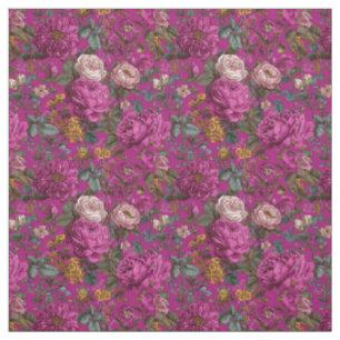 Tecido Botânico Rosa Rústico Floral Boho Ousado Vintage