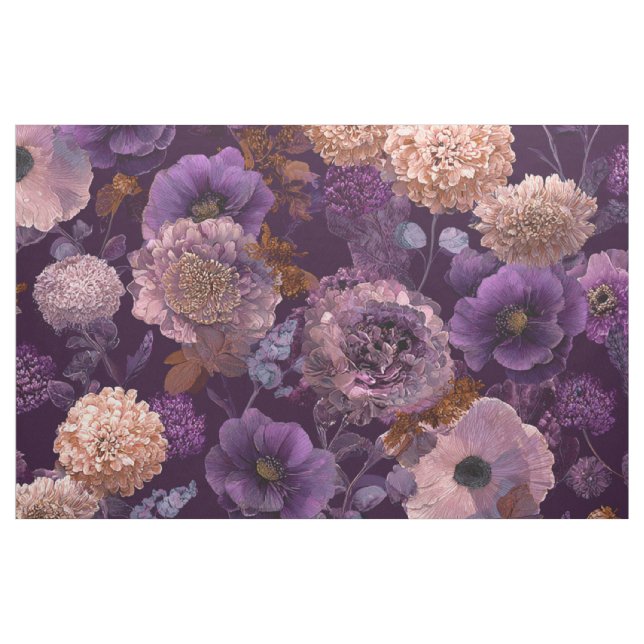 Tecido Botânico Rústico Roxo Floral Vintage Ousado (Jarda)