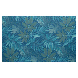 tecido botânico tropical azul Marinho Vintage