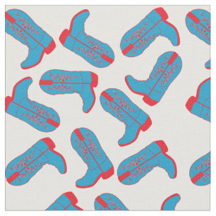 Tecido Botas de vaqueiro vermelhas e azuis em algum fundo