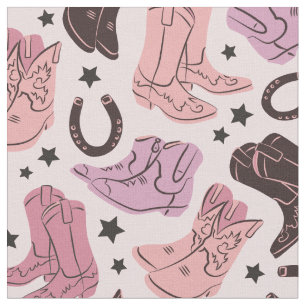 Tecido Botas Rosa de Cowgirl Rodeio Ocidental Menina Suli