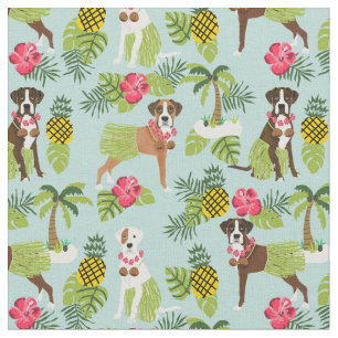 Tecido Boxer Cão azul-claro tropical