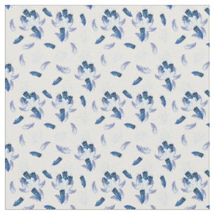 Tecido Branca Suave, Penas Azul-Lilases Repetem Sem Vista