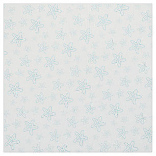 Tecido branco azul do aqua do desenho da estrela