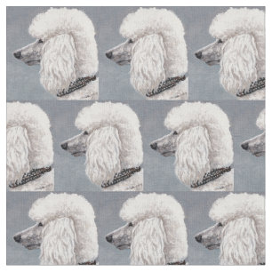 Tecido branco da arte do cão de caniche