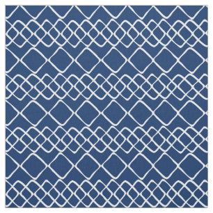 Tecido Branco em azulejos do diamante dos azuis marinhos