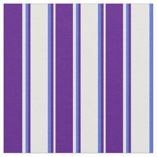 Tecido Branco, Indigo e Linhas Azuis Reais Coloridas
